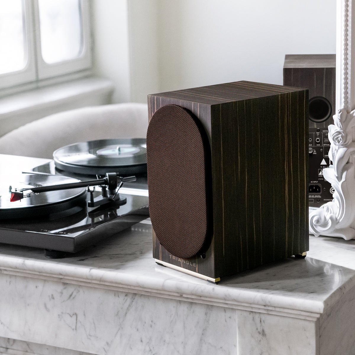 AIO Twin Macassar speakers and a turntable
